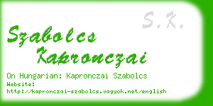 szabolcs kapronczai business card